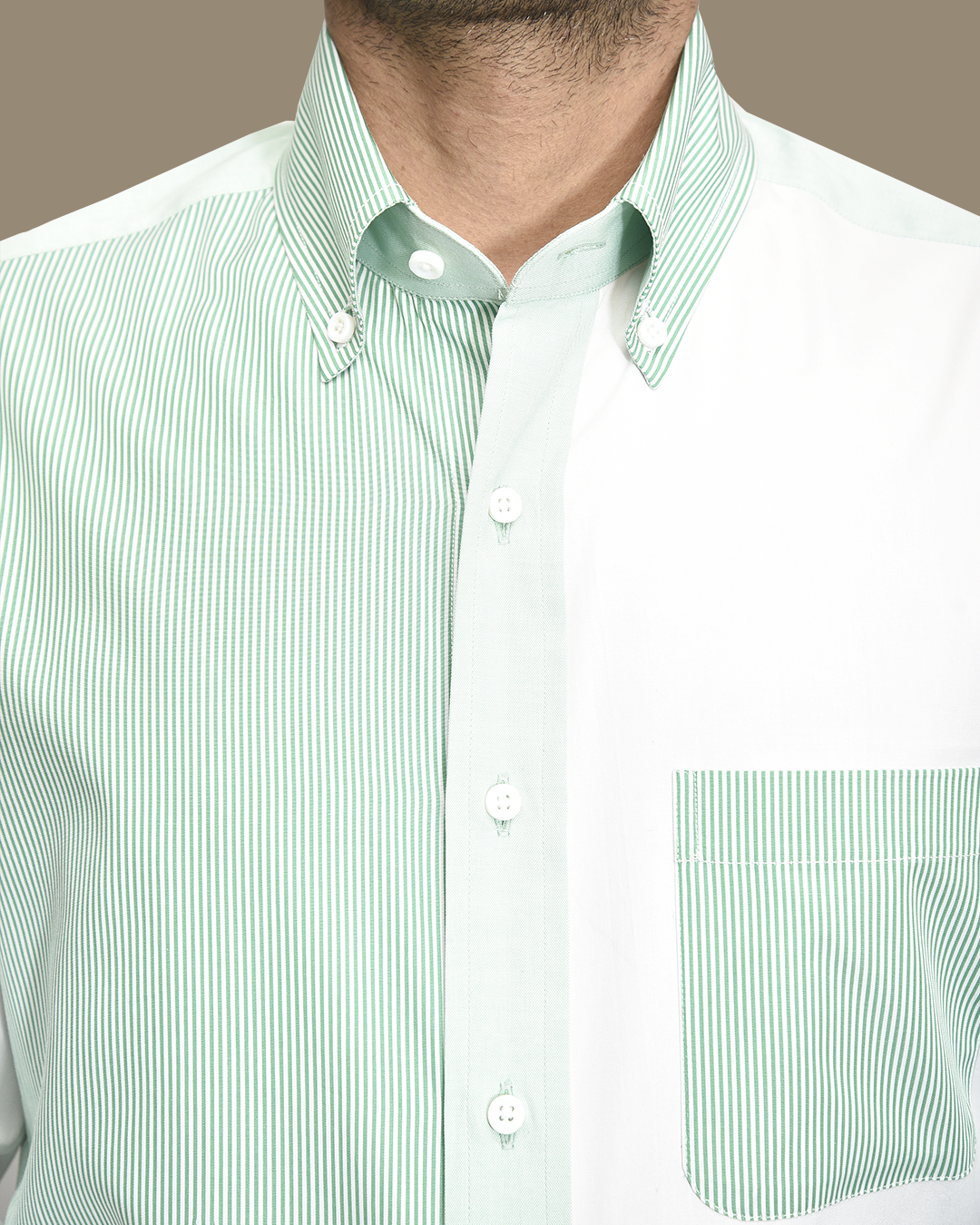 Green White Cotton Fun Shirt