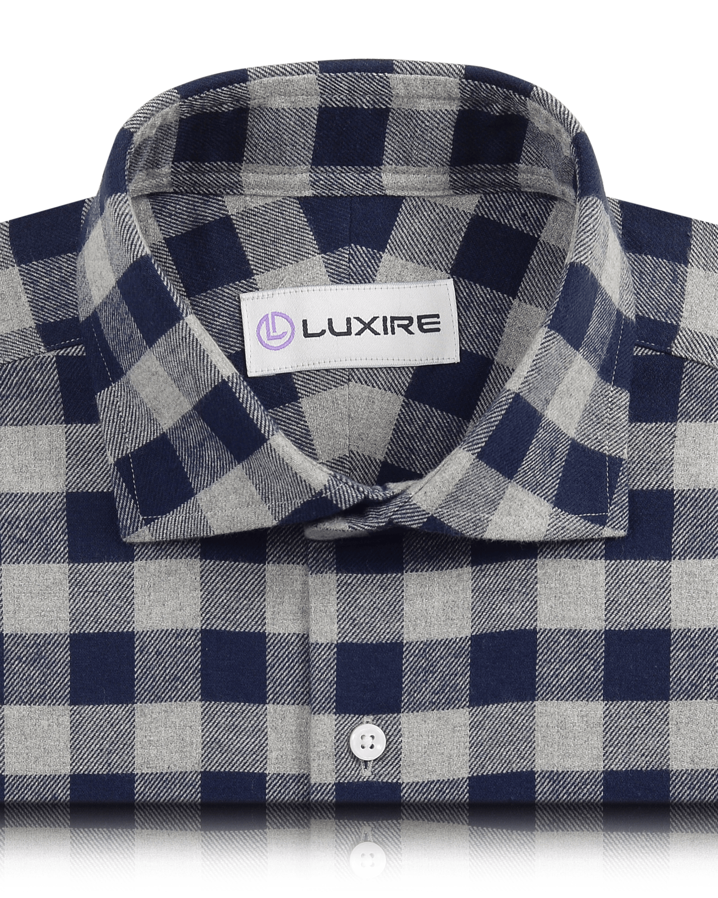 Silver Grey Navy Gingham Flannel