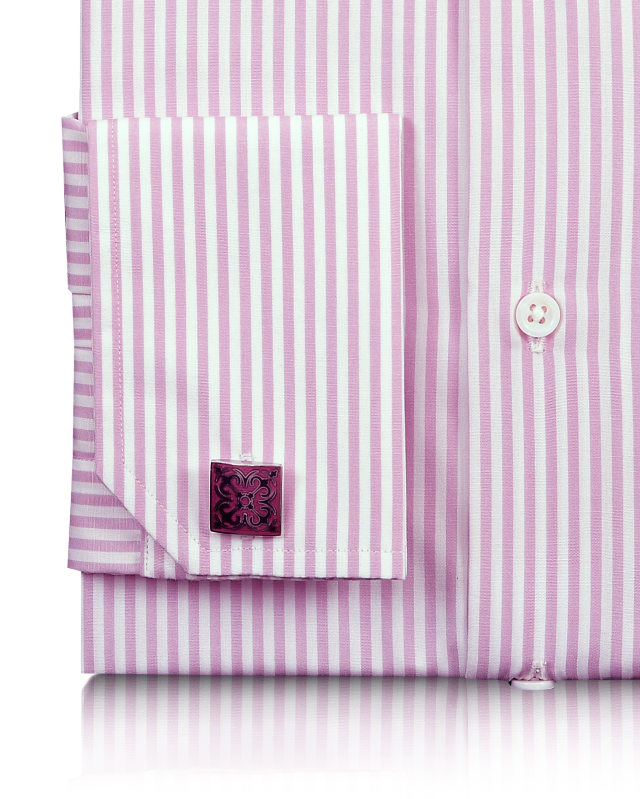 Pink Dress Stripes On White Shirt