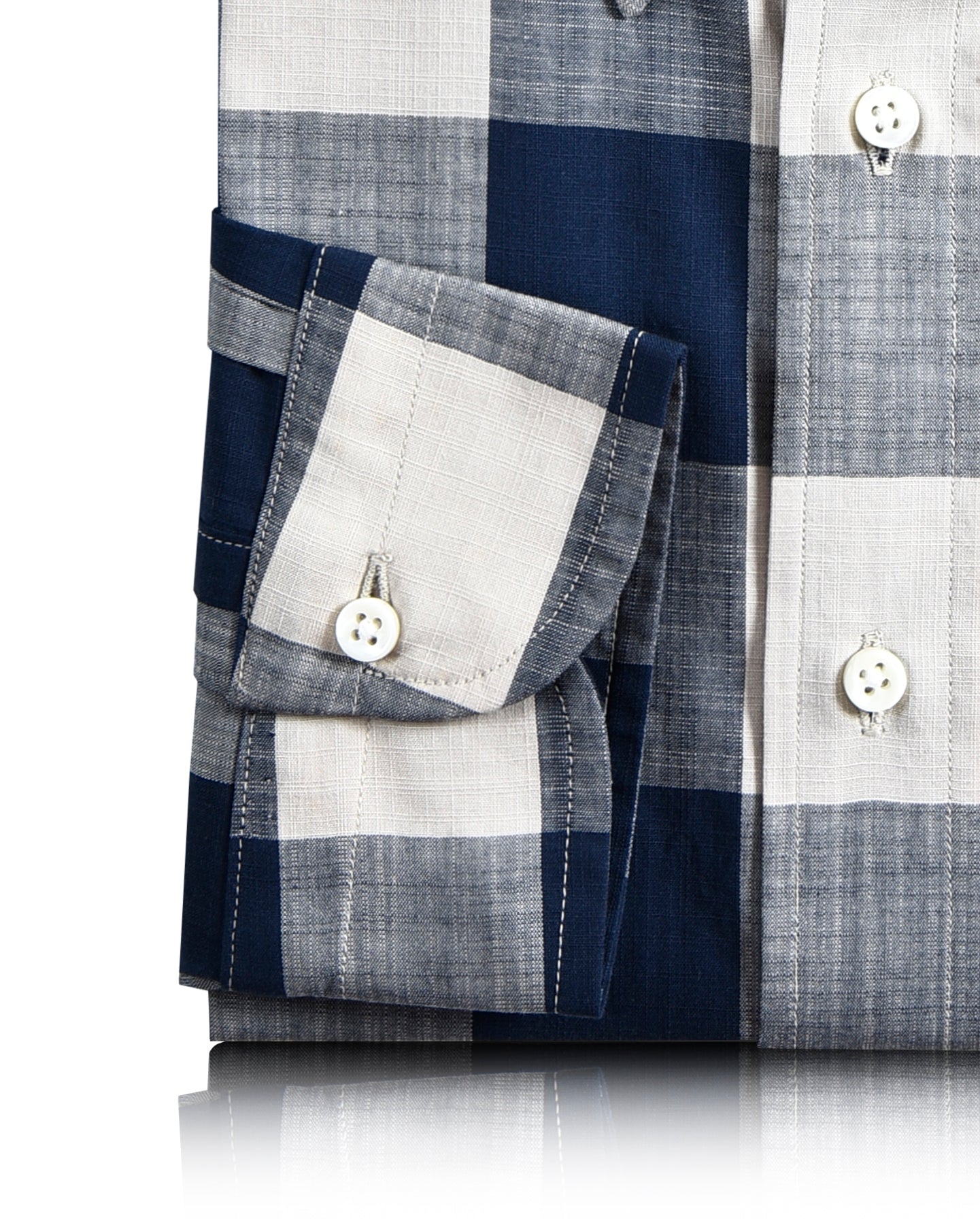 Dark Blue Cream Large Gingham Checks