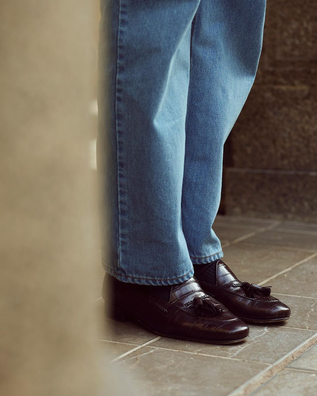 Fade Washed Indigo Denim Chambray Shirt