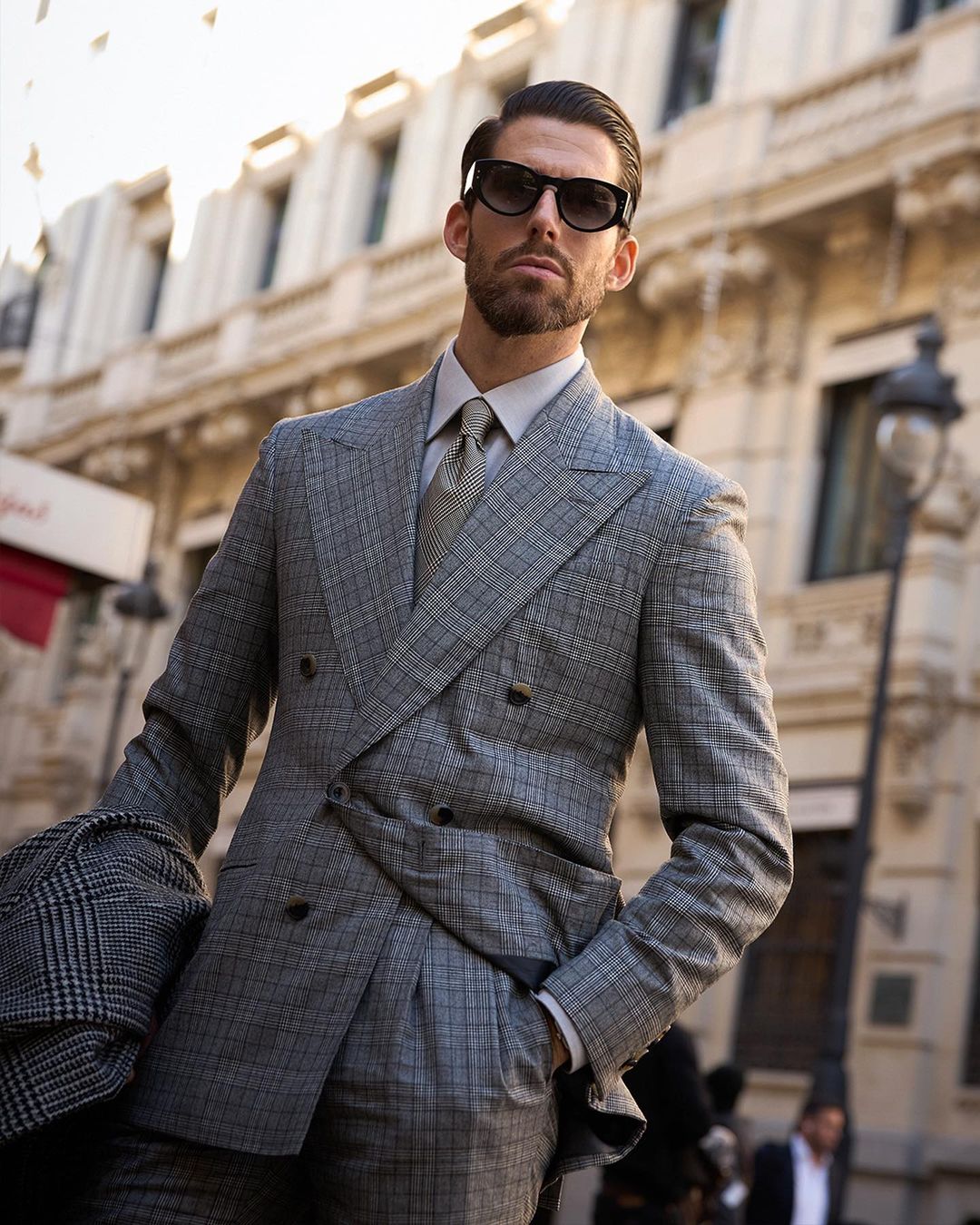 Drapers Black and White Glen Plaid Checks Suit