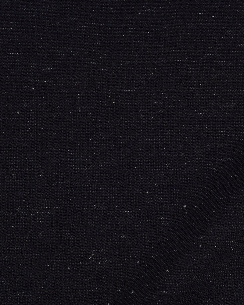 Close up view of slub jeans for men by Luxire in navy 2