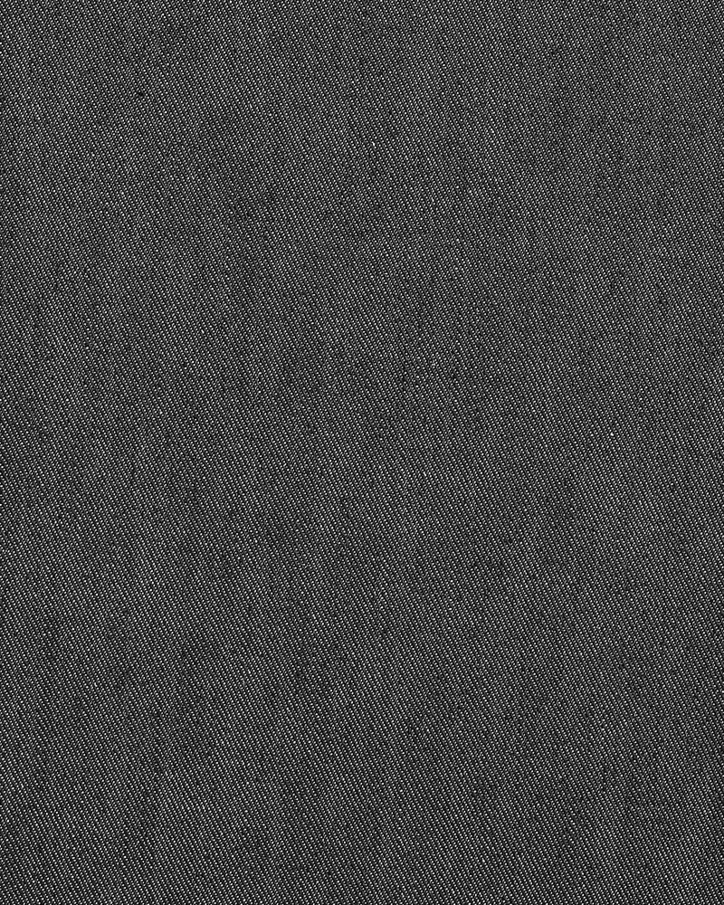 Close up view of stretchable jeans for men by Luxire in dark grey