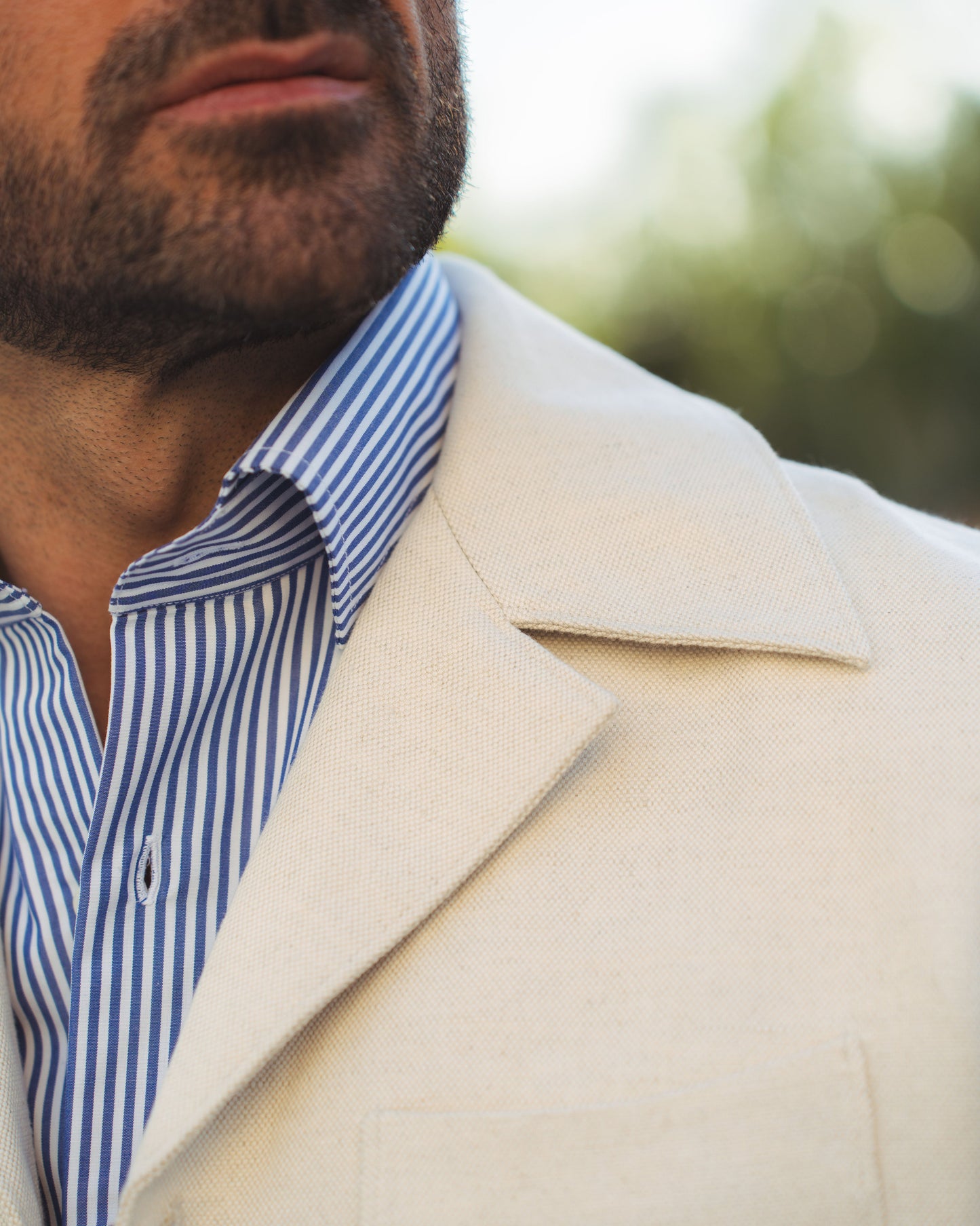 Linen Vintage Cream Birdseye Shirt Jacket