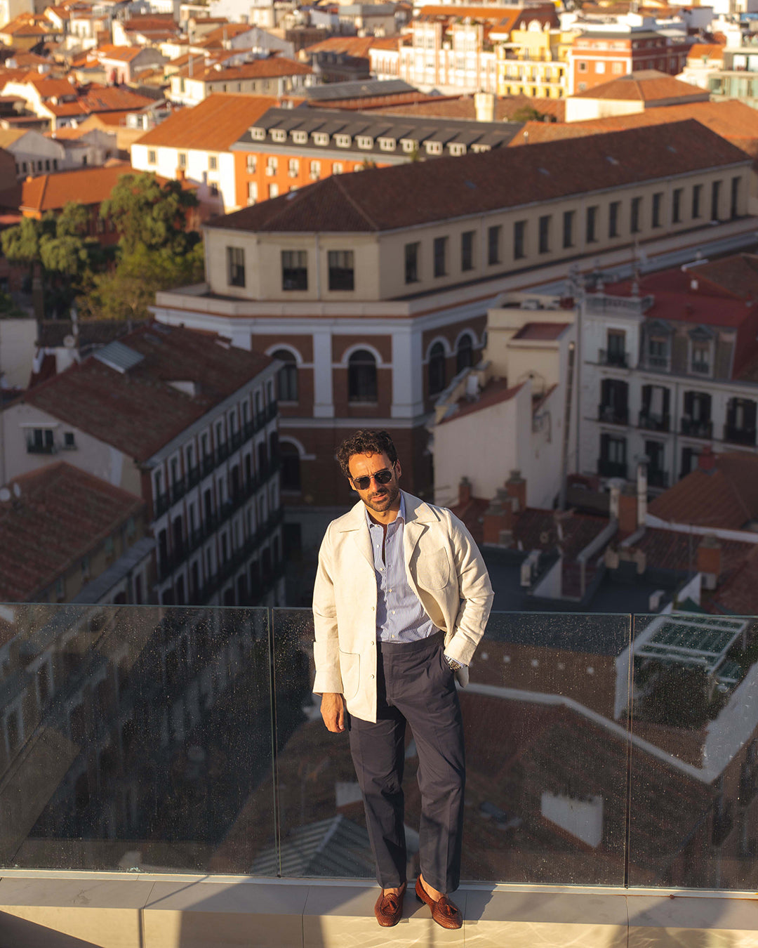 Linen Vintage Cream Birdseye Shirt Jacket