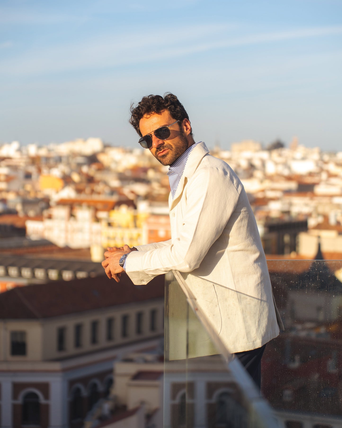 Linen Vintage Cream Birdseye Shirt Jacket