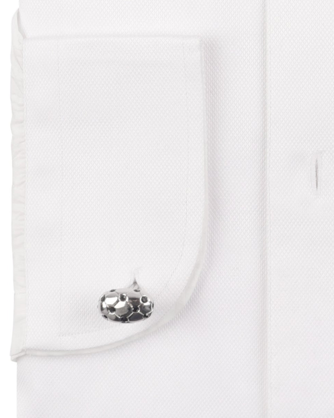 Cuff of the mens tuxedo shirt by Luxire in white