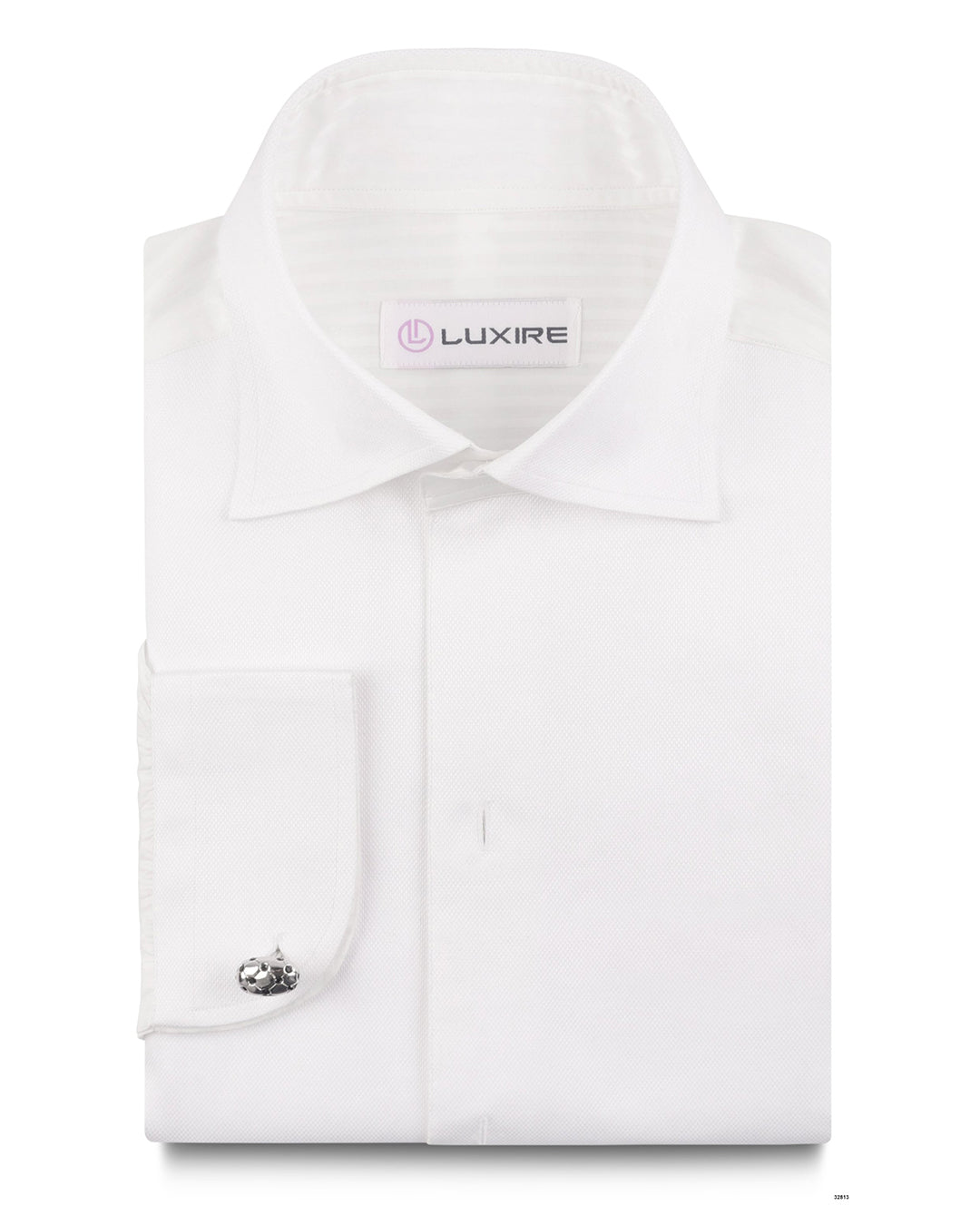 Front of the mens tuxedo shirt by Luxire in white