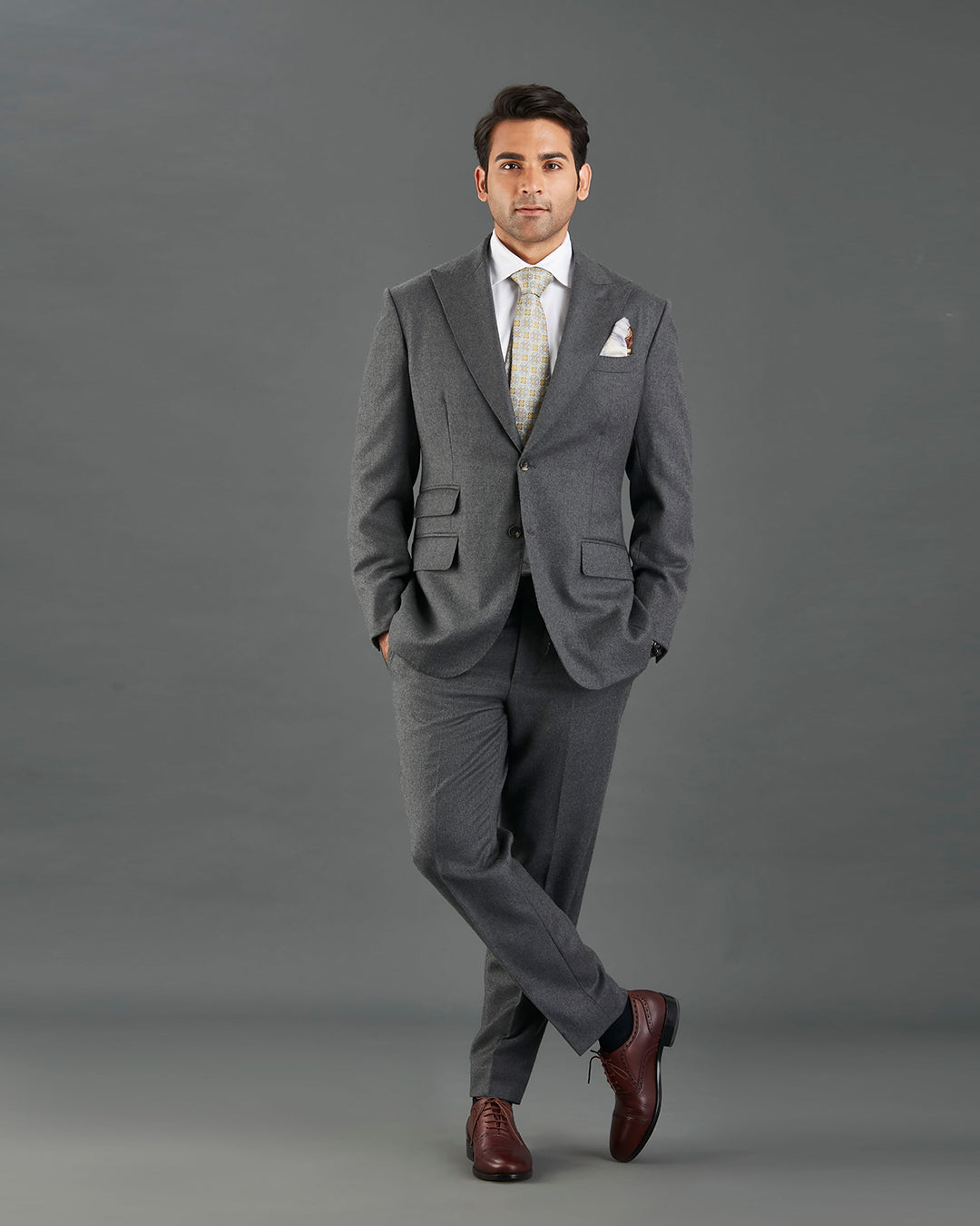 Dugdale Dark Grey Wool Flannel Suit