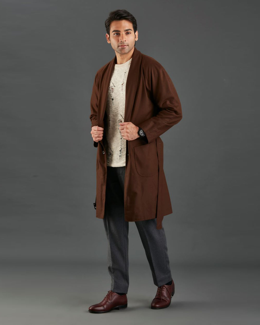 VBC Coffee Brown Flannel Over Coat