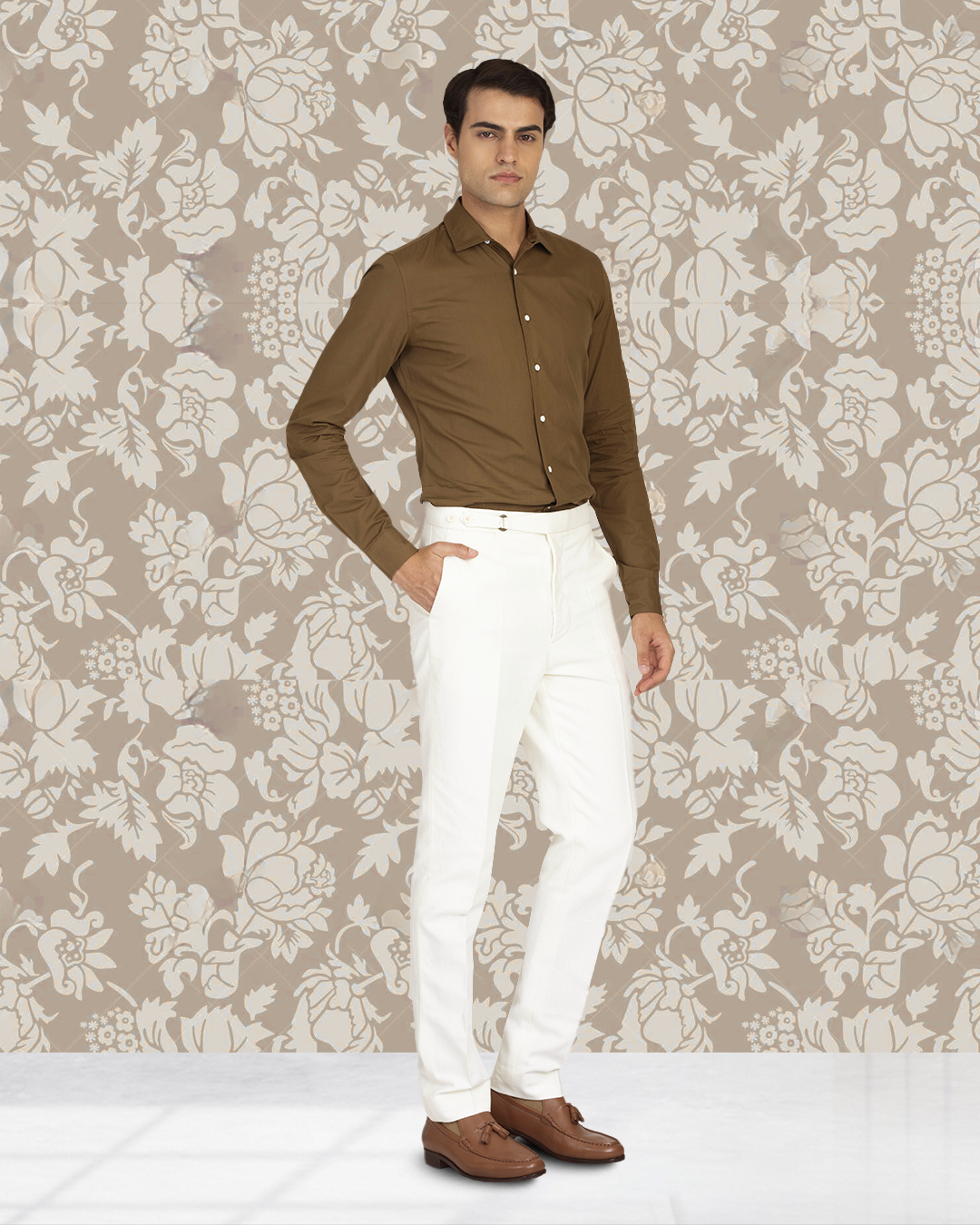 Linen Cotton Canvas: Cream Pant - 4