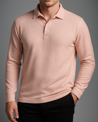 EZS Aria Pink Long Sleeve Polo