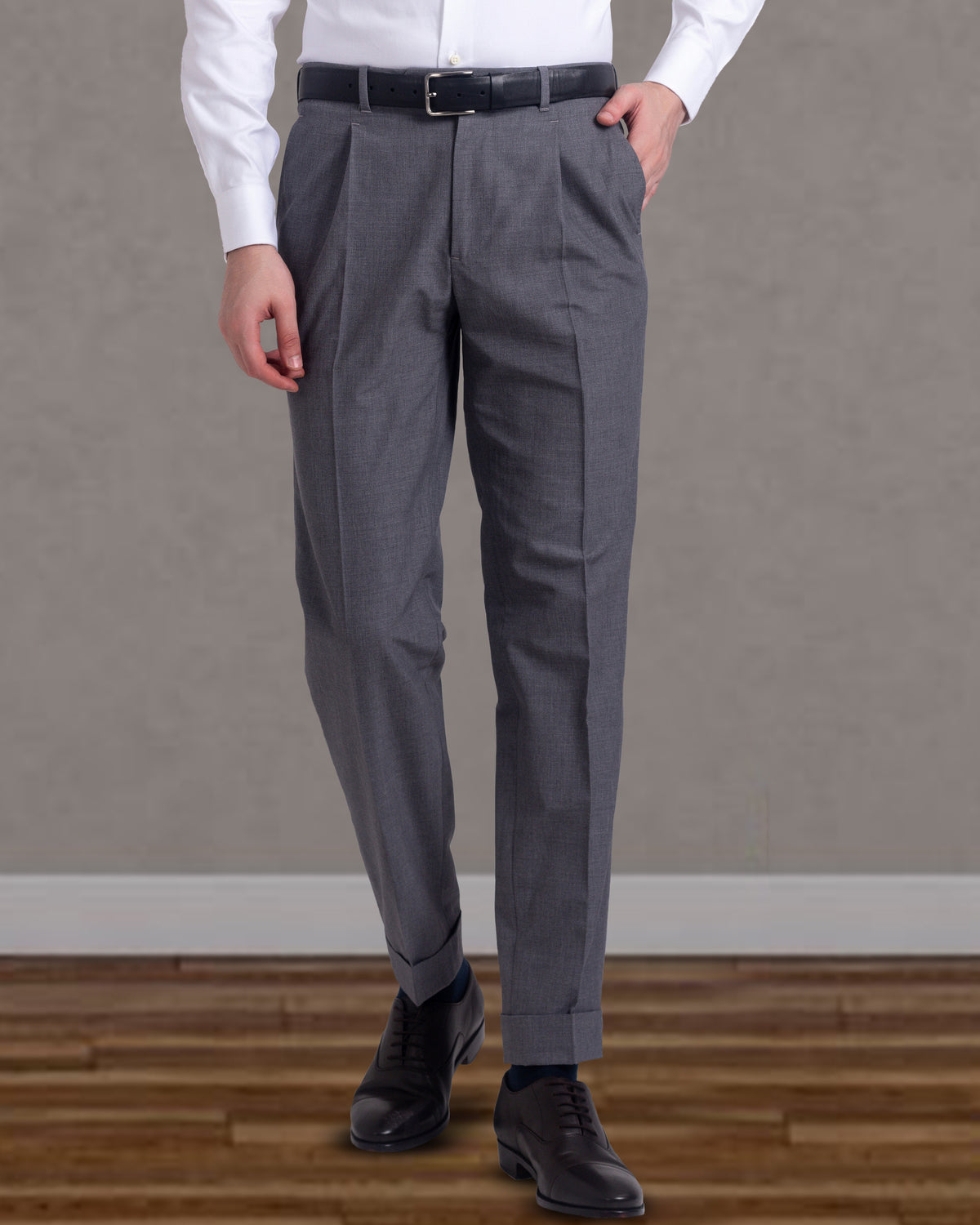 Pleated  Vitale Barberis Canonico Grey Dress Pant - 1