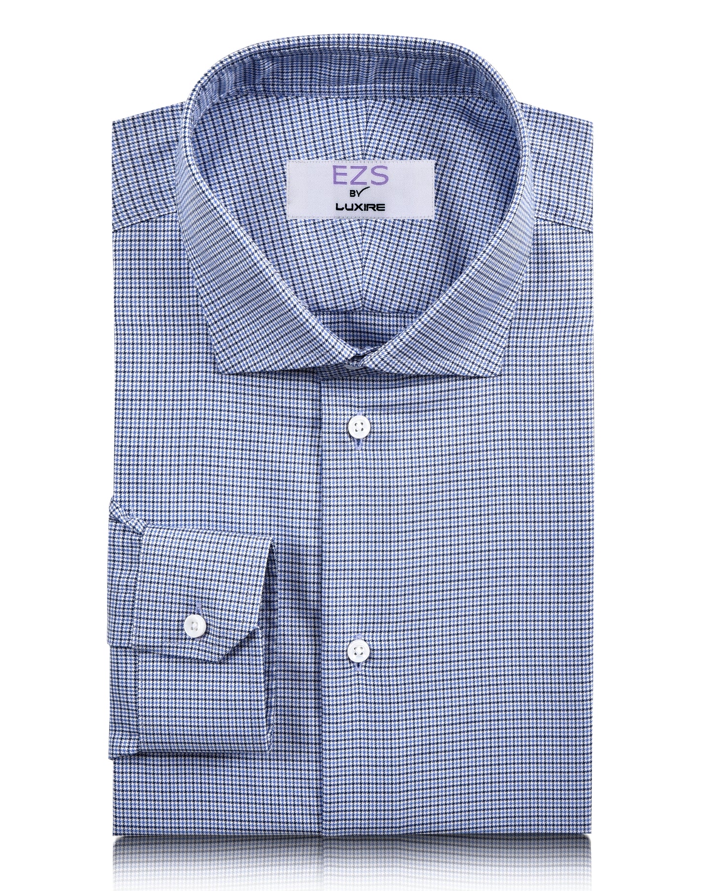 EZS Blue White Micro Houndstooth Shirt