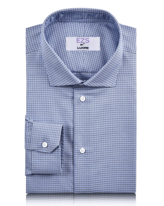 EZS Blue White Micro Houndstooth Shirt