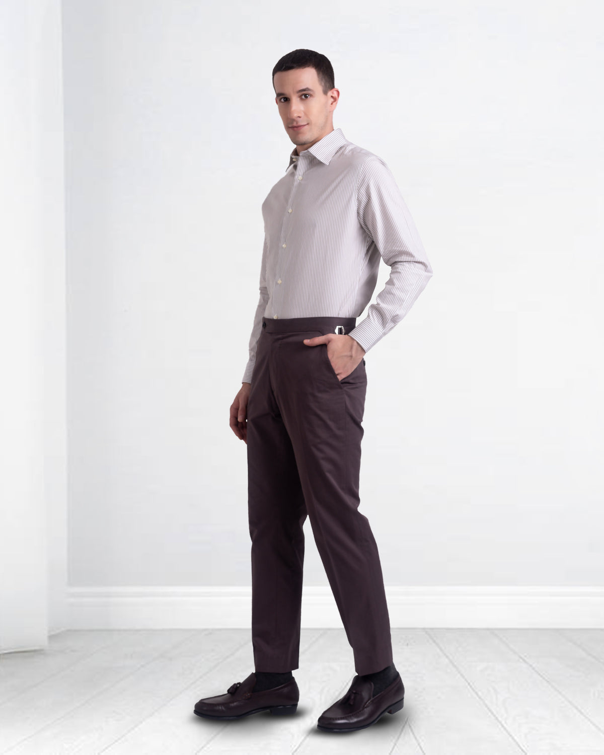 Choco Brown Plain Dress Pant - 3