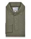 EZS Merino Wool Pale Olive  Long Sleeve Polo