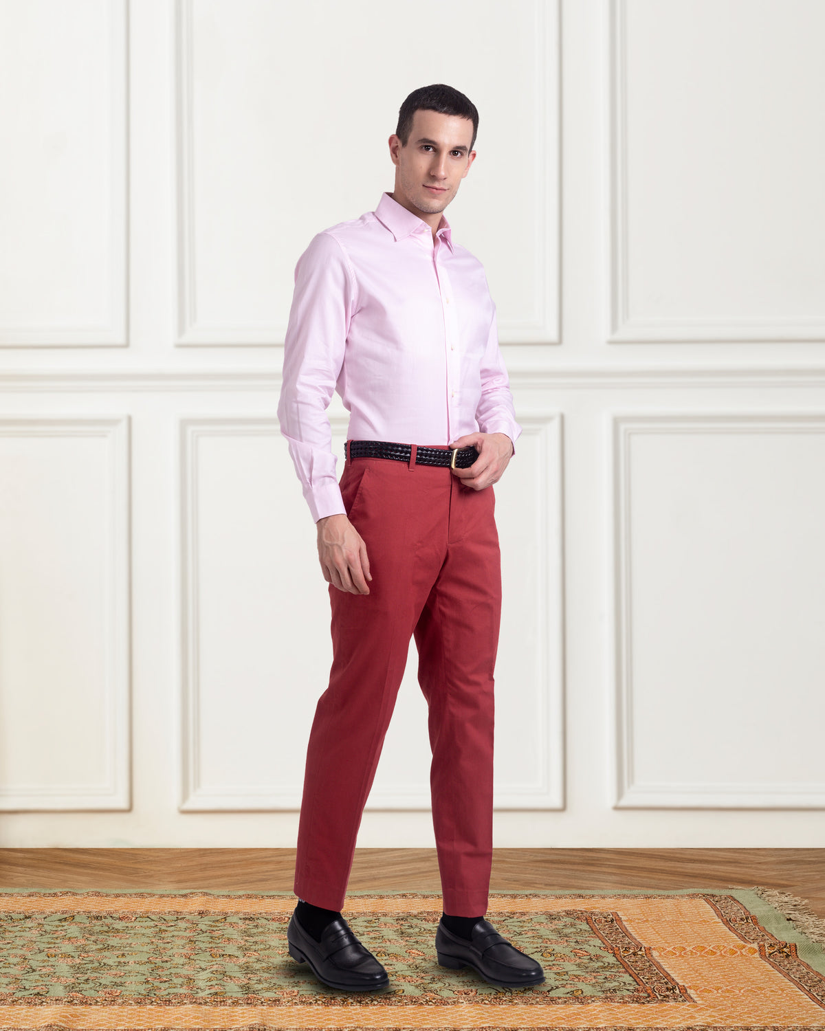 Dugdale Cotton Brick Red Twill Pant - 3