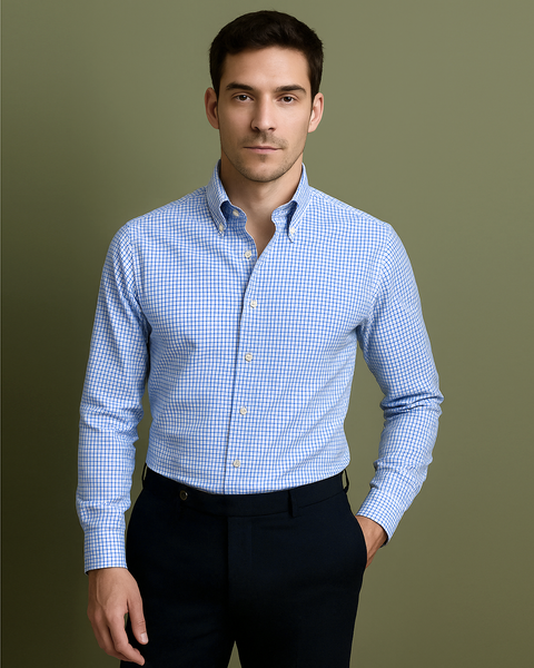 Monti Blue Graph Mini Checks Shirt