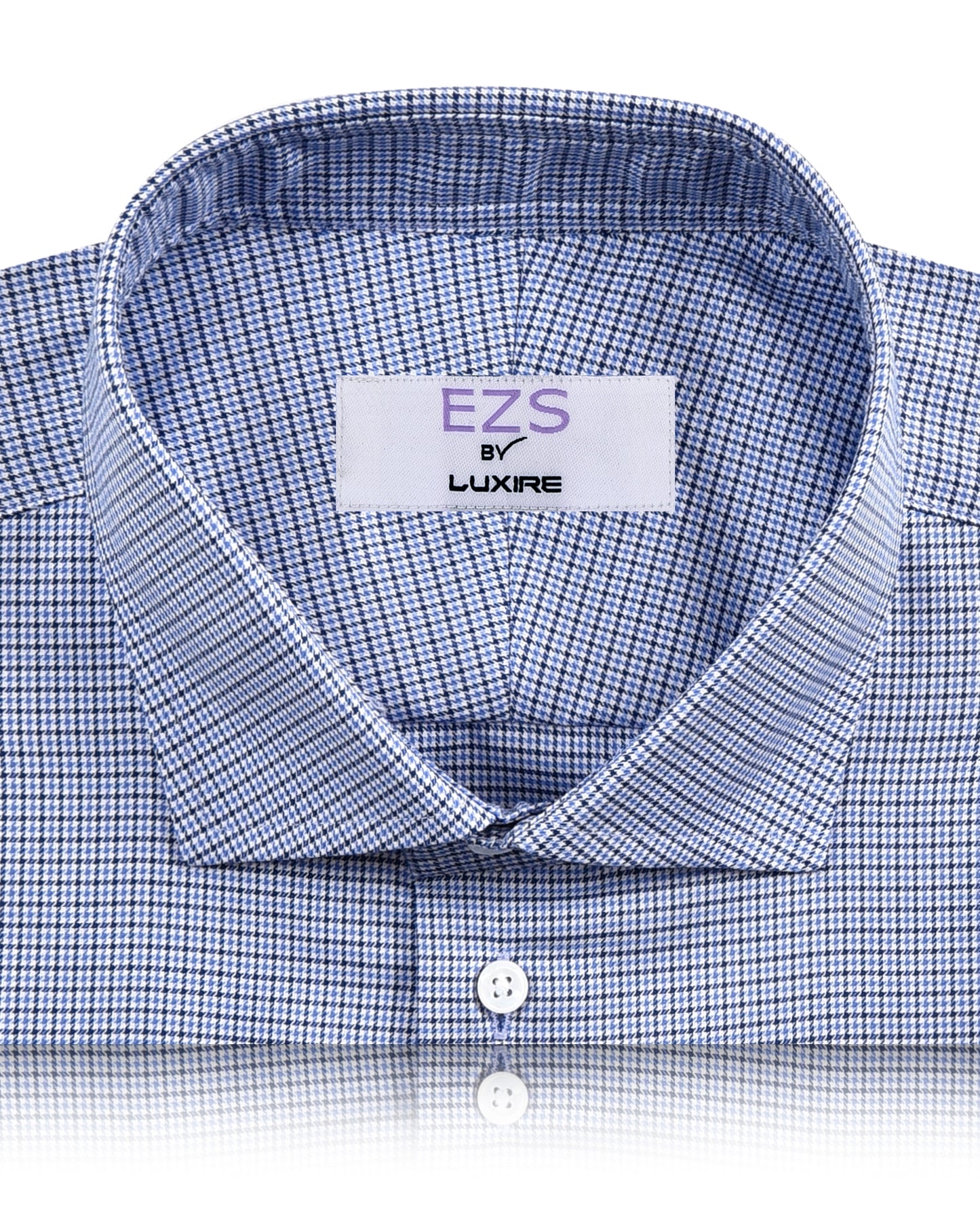 EZS Blue White Micro Houndstooth Shirt