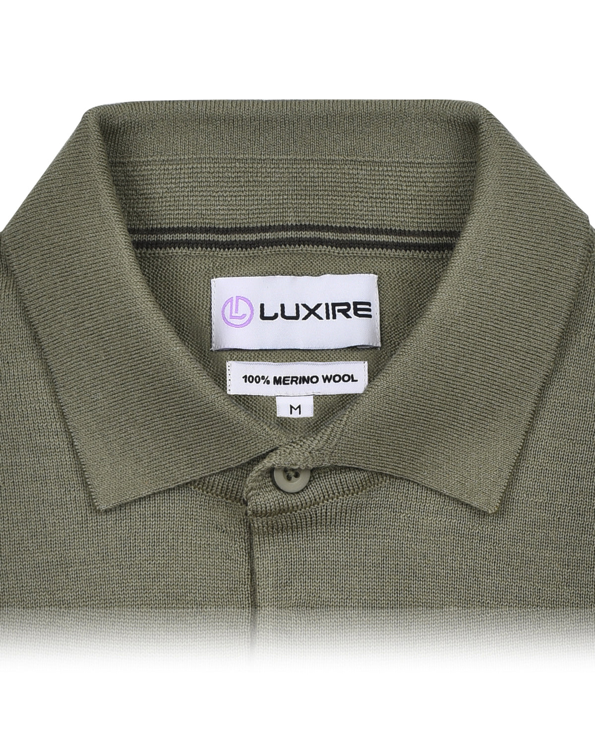 EZS Merino Wool Pale Olive  Long Sleeve Polo - 4
