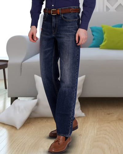 Faded Medium Indigo Washed Jeans