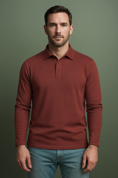 EZS Aria Rust Long Sleeve Polo