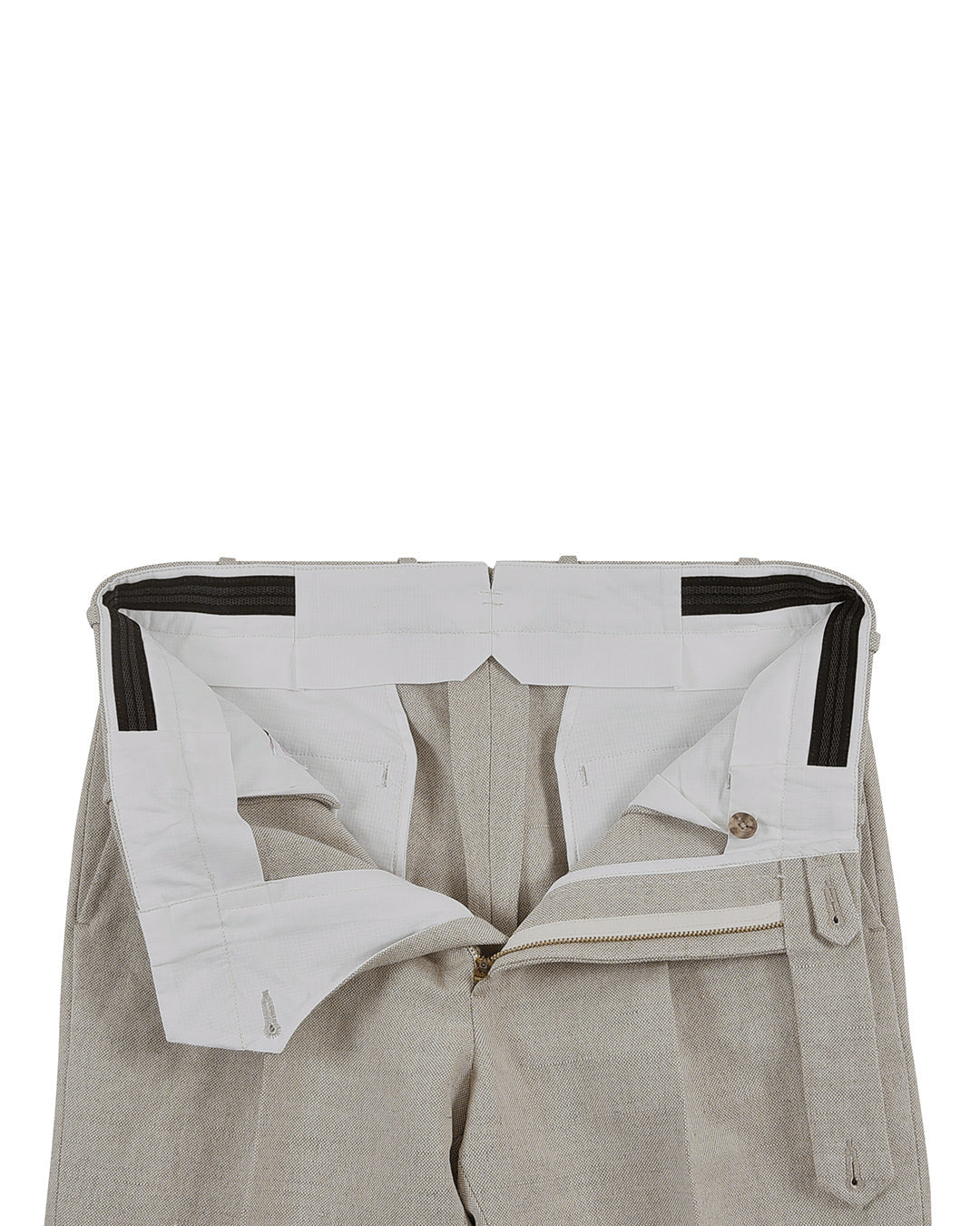 Linen Cotton Canvas: Jute Brown High Waisted Pant - 3