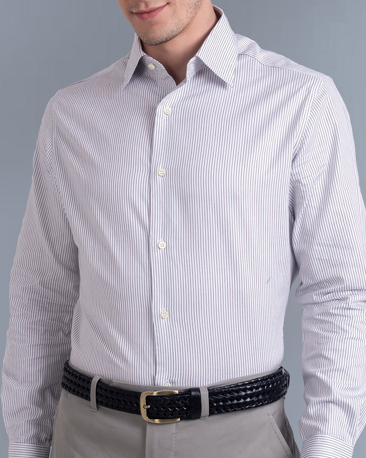 Monti White & Black Pin Stripes Shirt - 1