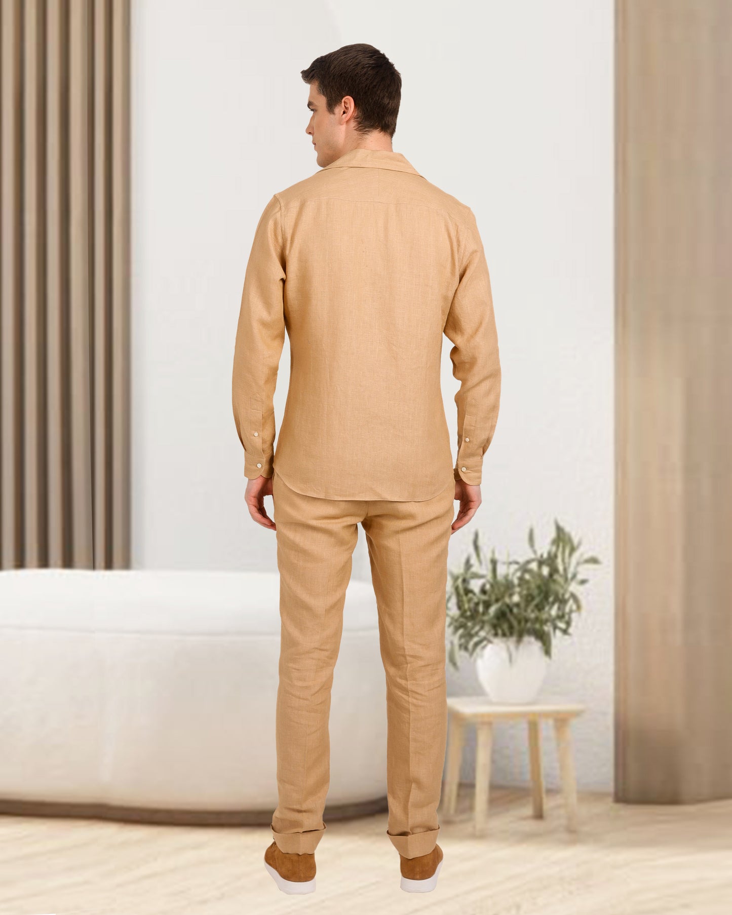 Camp Collar Shirt in Golden Linen