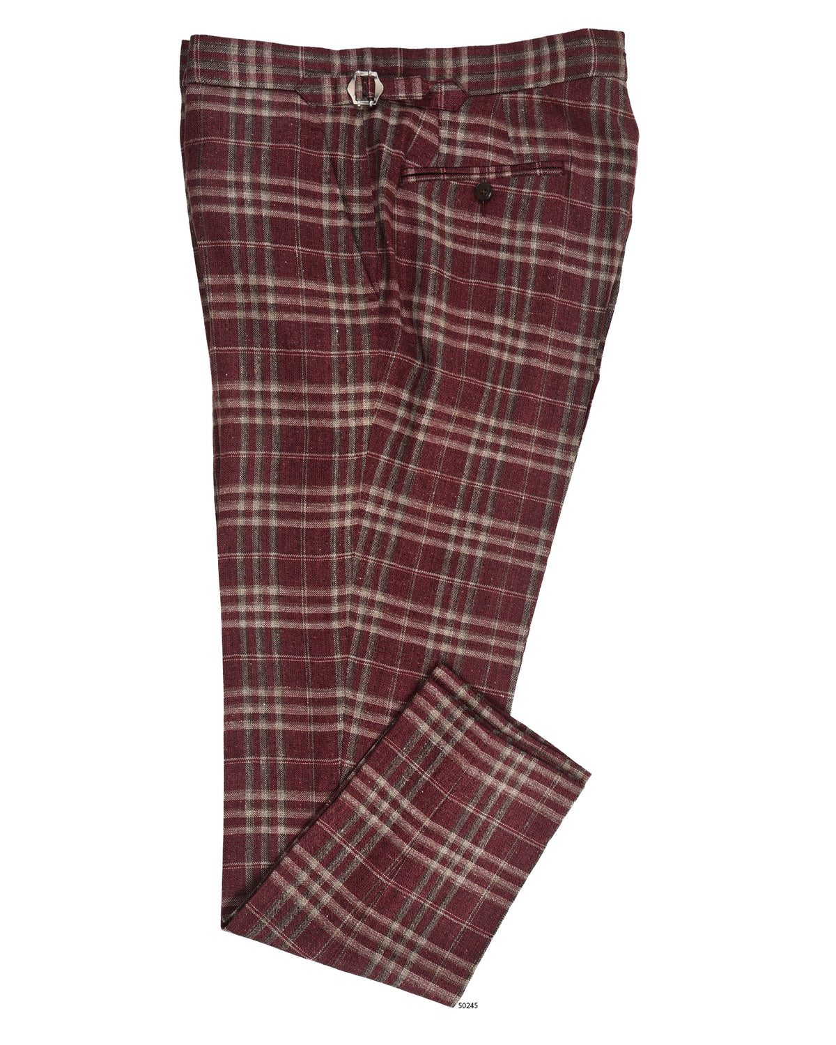EThomas Maroon Windowpane Checks - 1