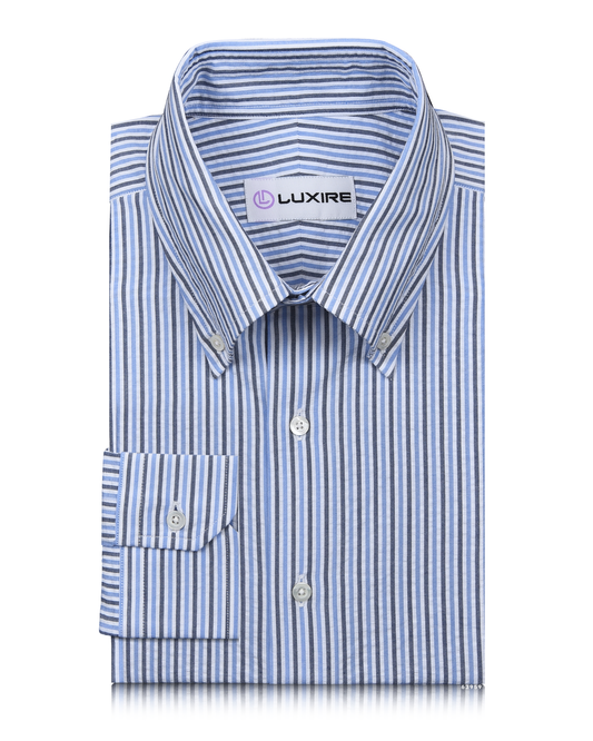 Dark Blue With Black Stripes On White Shirt