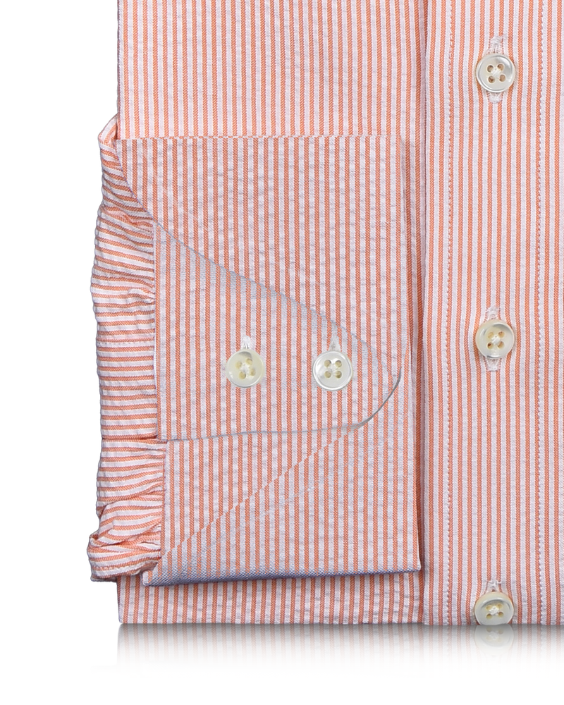 Coral Orange Stripes Seersucker