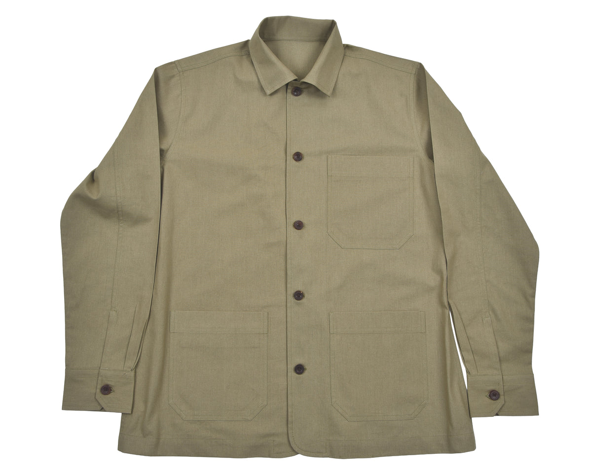 Fresco Cotton Pale Olive Shirt Jacket - 3