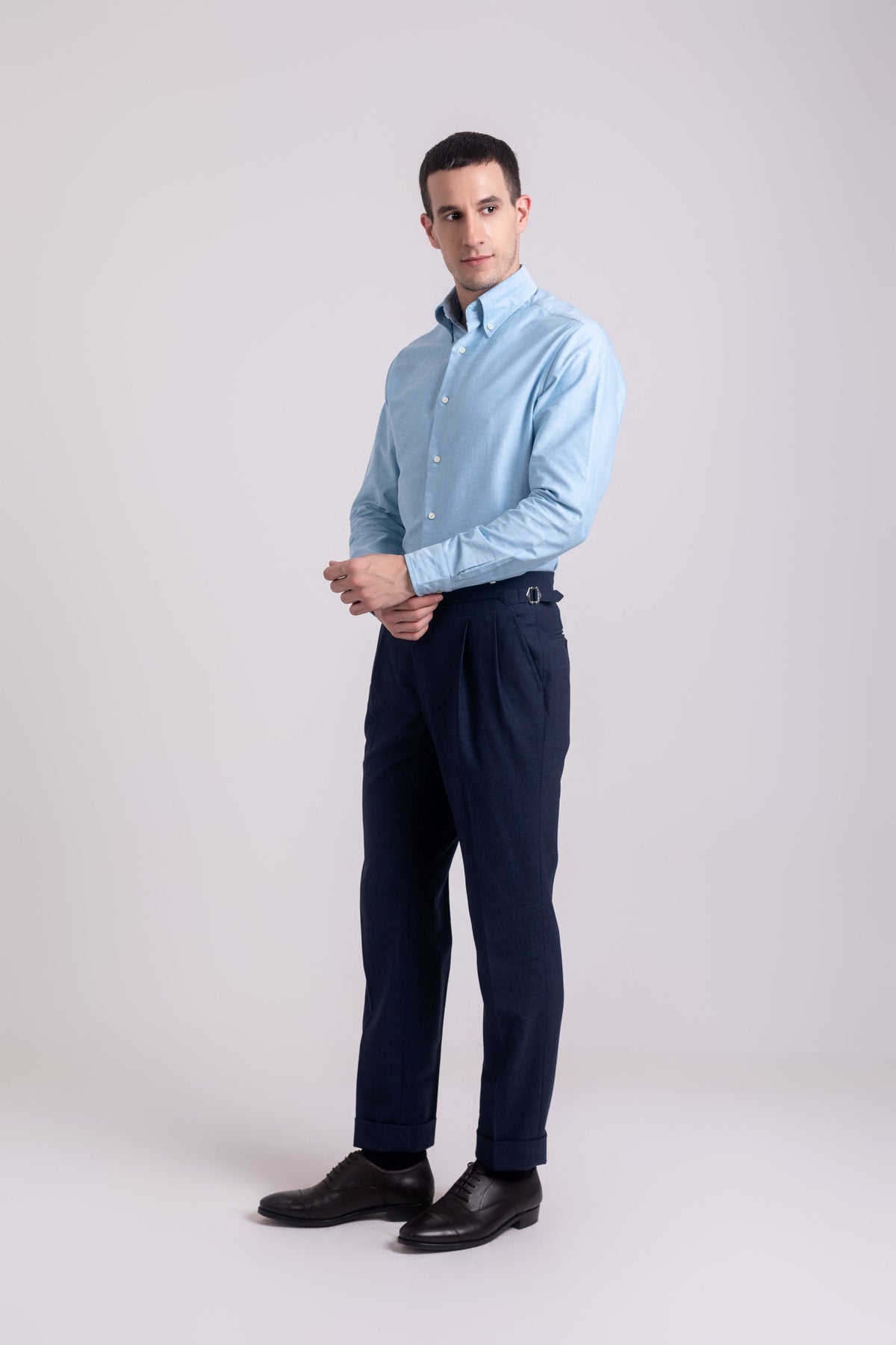 Pleated Vitale Barberis Canonico - 4 Ply Tropical Wool: Dark Indigo Dress Pant - 5