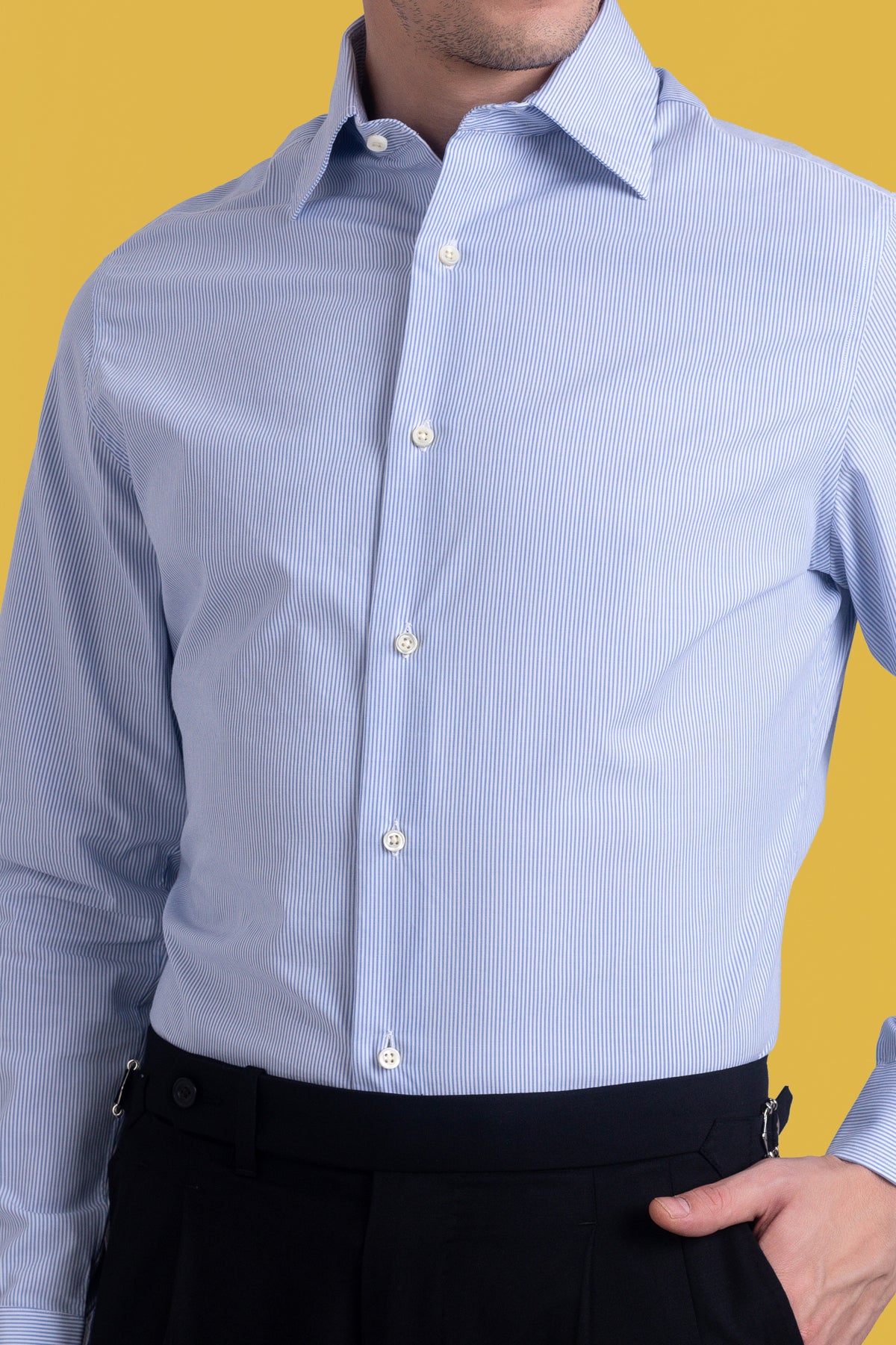 Blue Pin Stripes on White Shirt - 4
