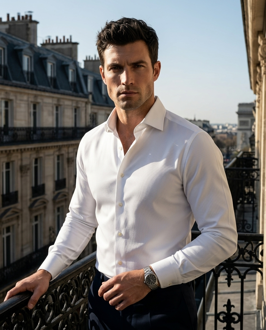 Wrinkle-Resistant White Hampton Twill Shirt - 1