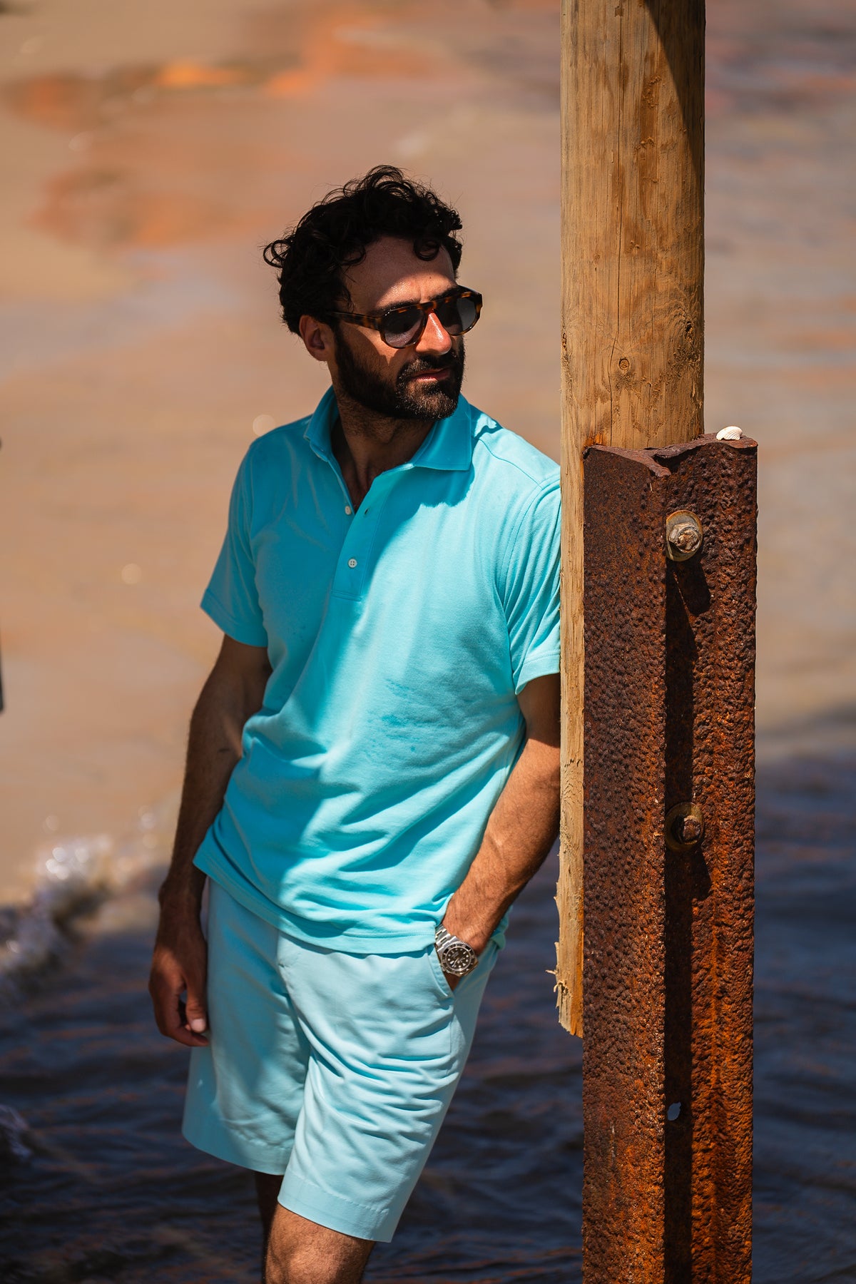 Electric Blue Cotton Twill Shorts - 11