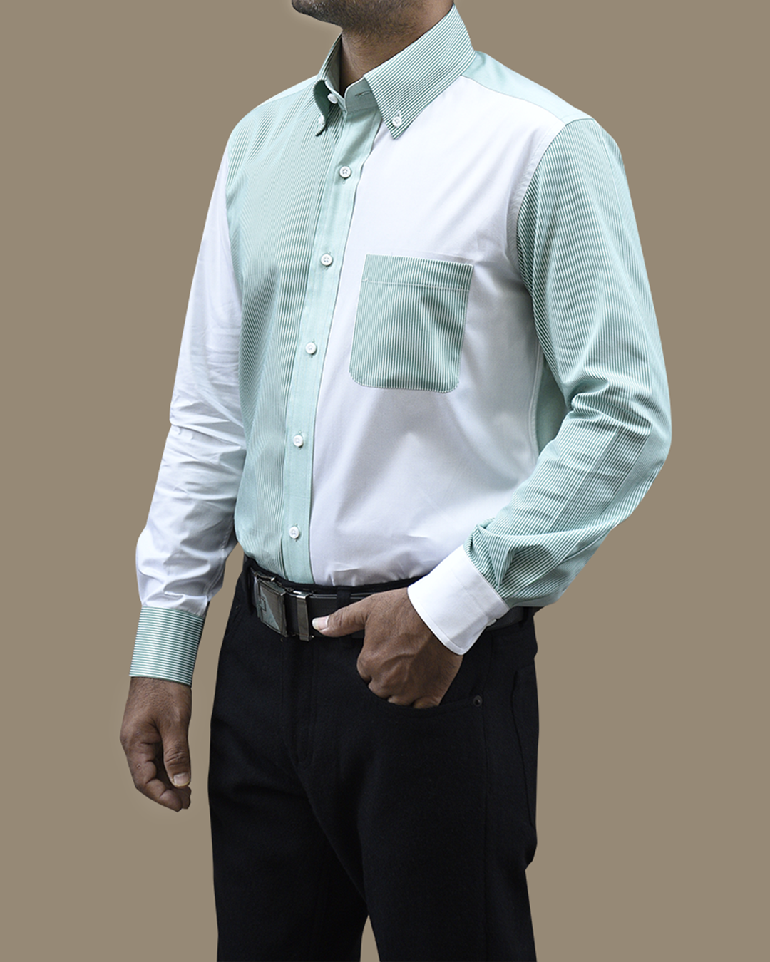 Green White Cotton Fun Shirt - 3