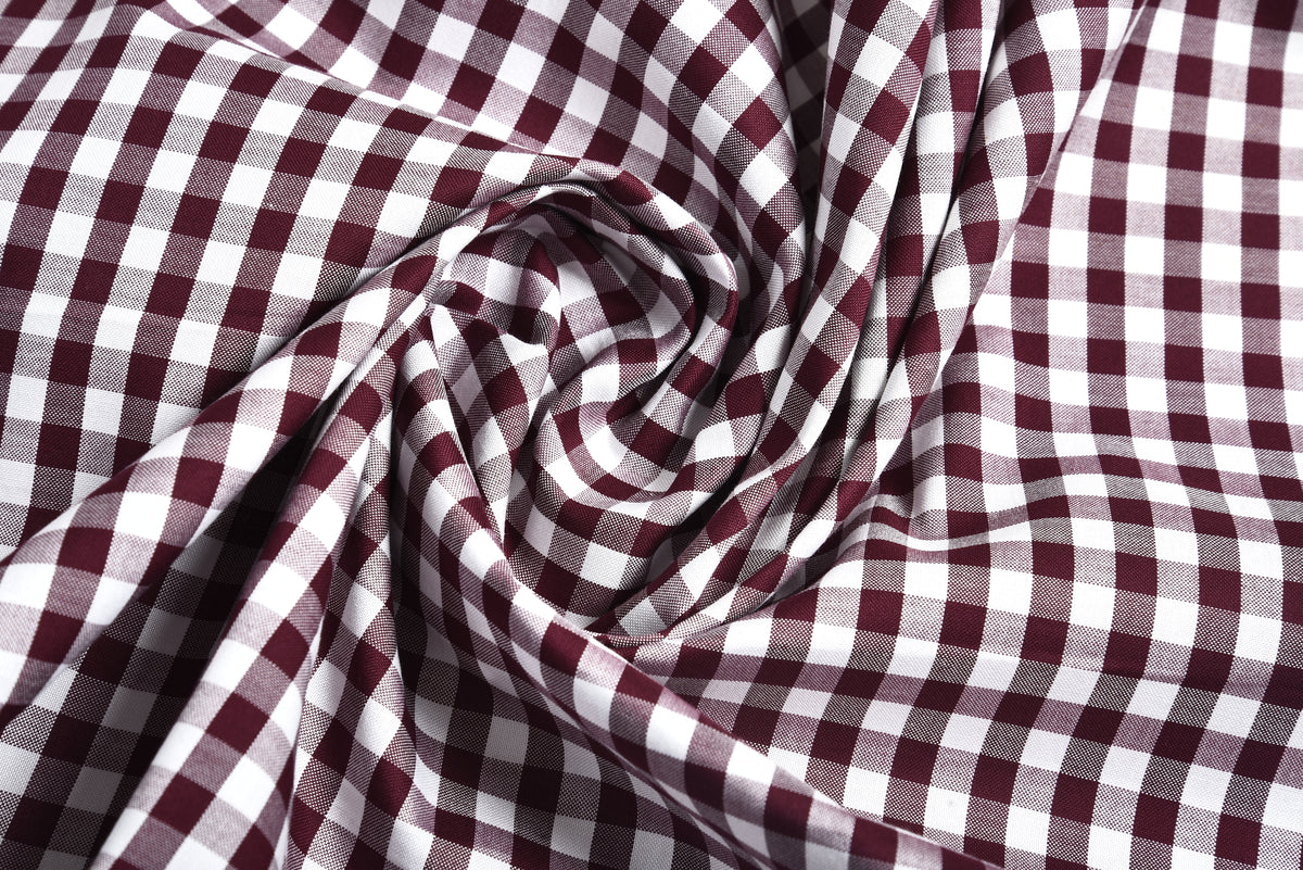 Maroon on White Broad Gingham Checks Shirt - 3
