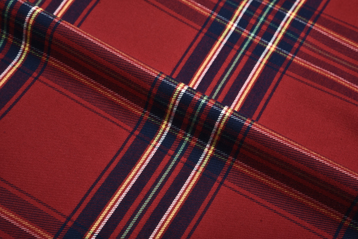 Red Navy Blue Tartan Flannel Shirt - 4