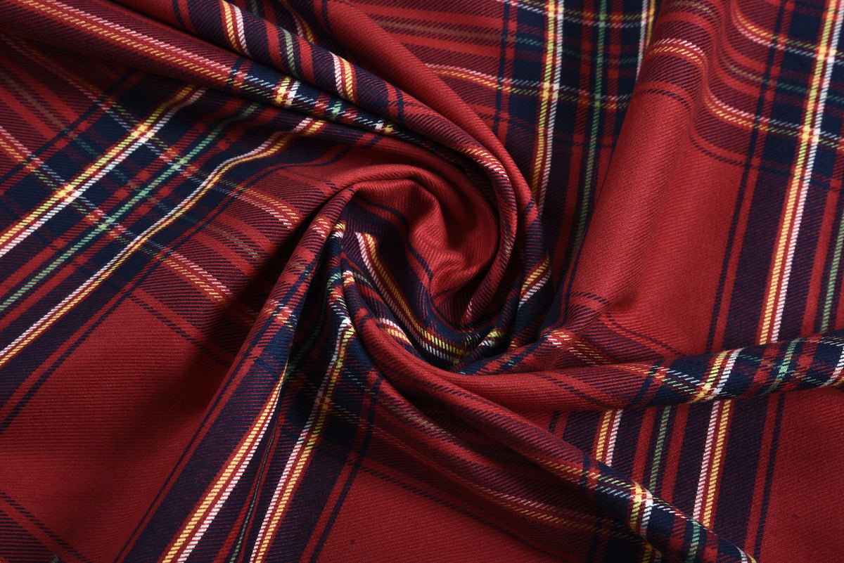 Red Navy Blue Tartan Flannel Shirt - 5