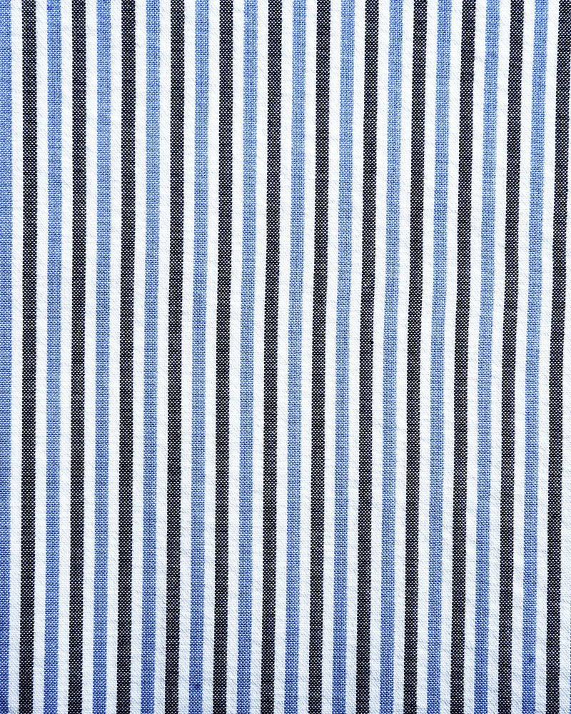 Dark Blue With Black Stripes On White Shirt