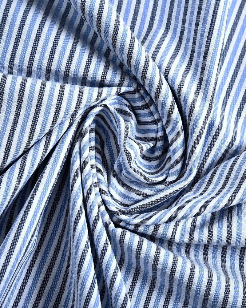Dark Blue With Black Stripes On White Shirt