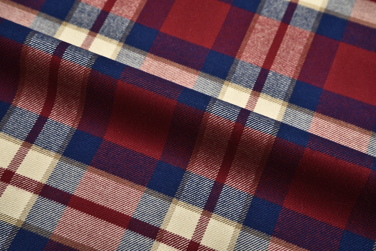 Red Blue Ecru - Tartan - 4