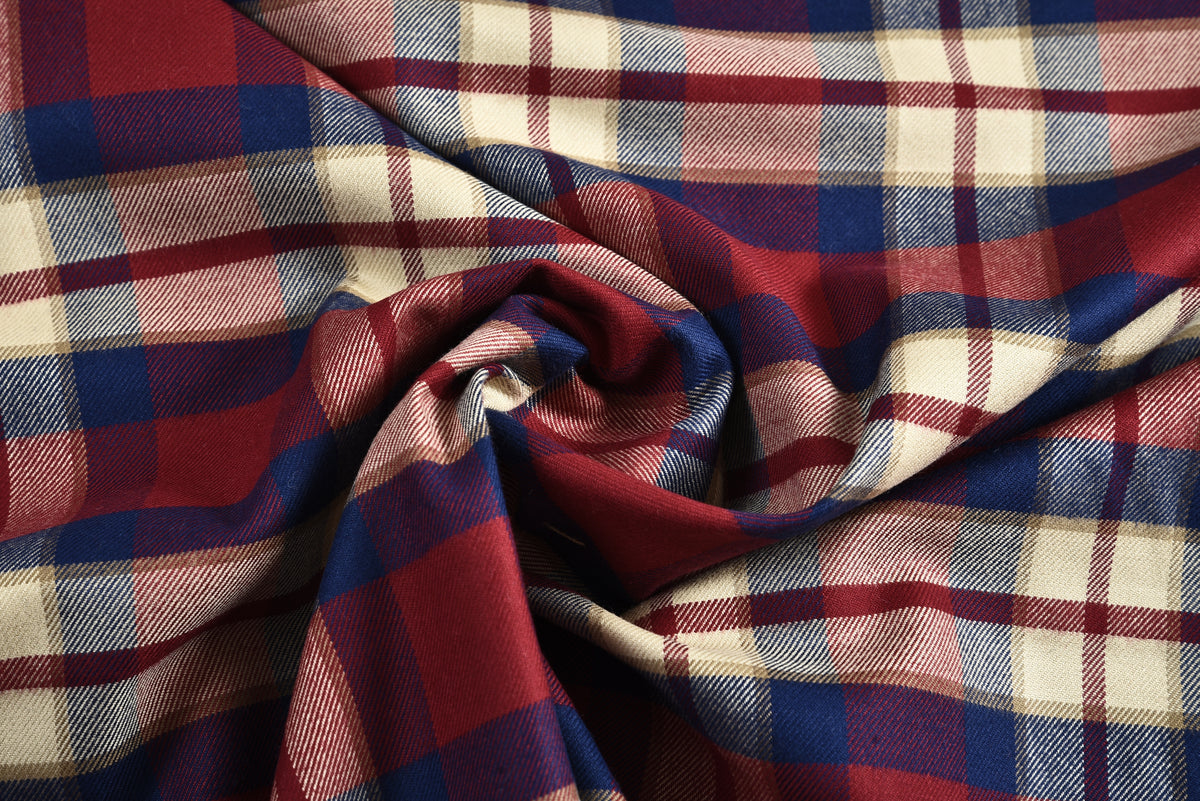 Red Blue Ecru - Tartan - 5