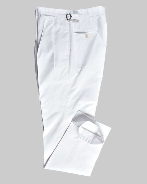 White Cotton Twill Dress Pant