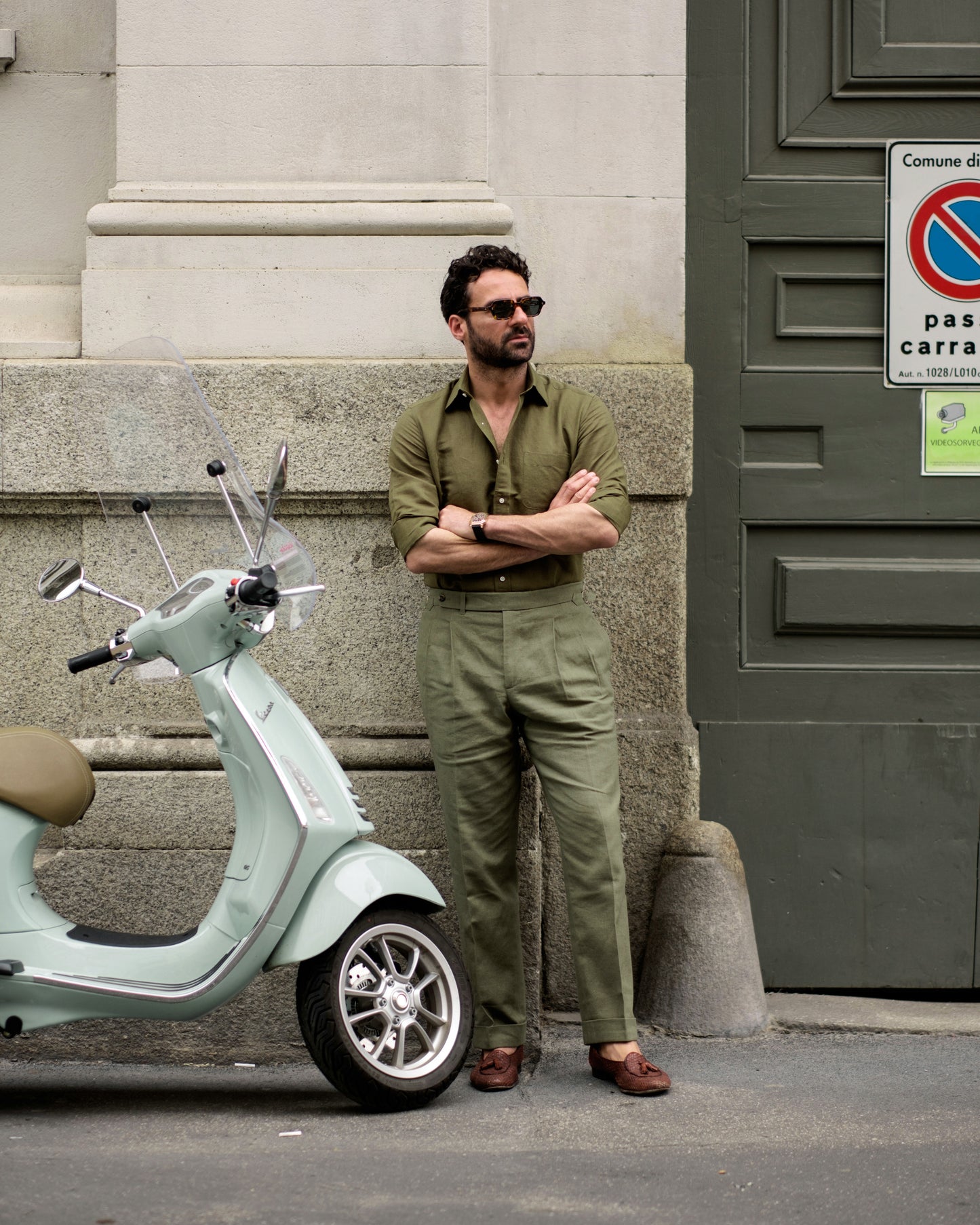 Linen Fresco Olive Green Dress Pant