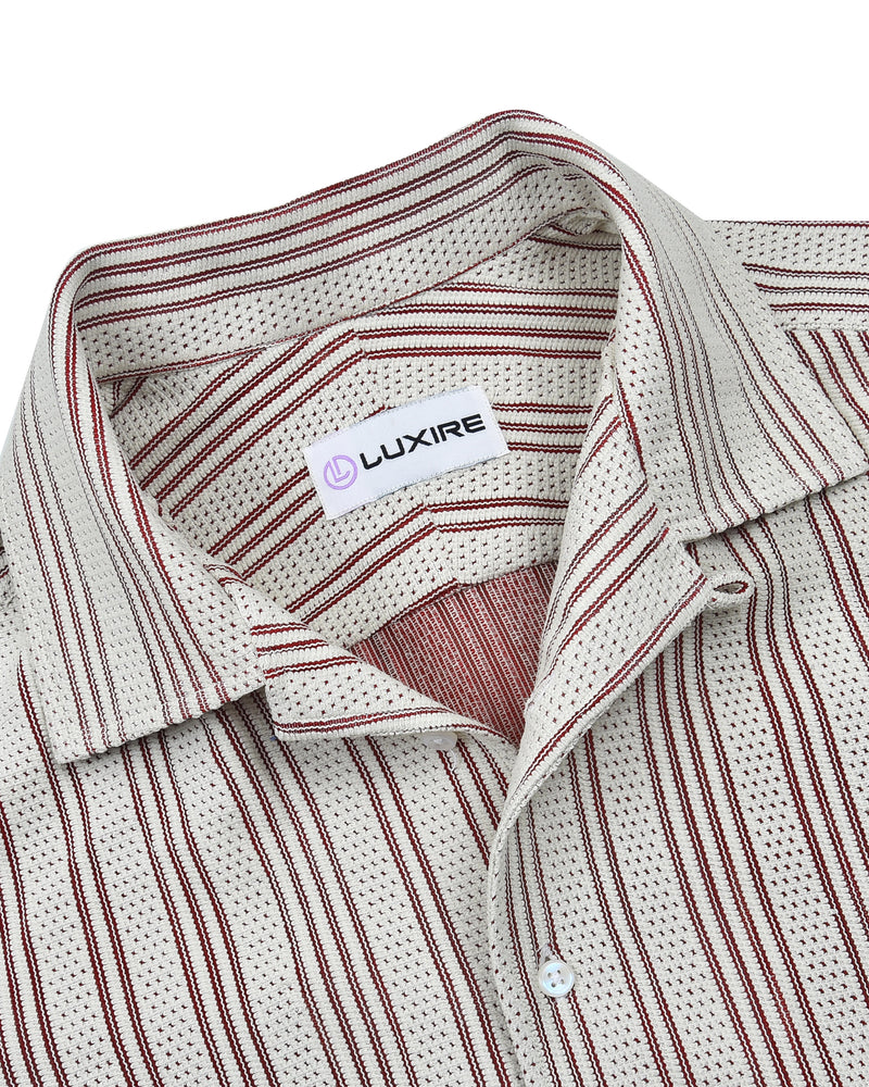 Summer Camp Collar Casual Shirt in White and Maroon Stripes